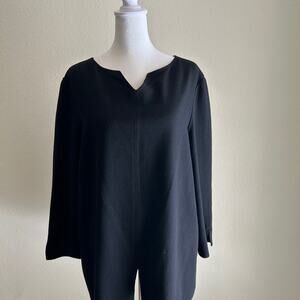 Vintage Oscar de la Renta Black Wool Tunic Shirt Sz 12 Classic Minimal Quiet Lux